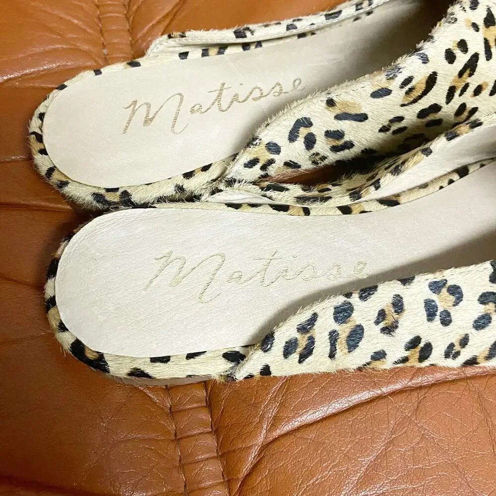 Matisse Womens Size 6 Lana Cheetah Fur Leather Point Toe Mules